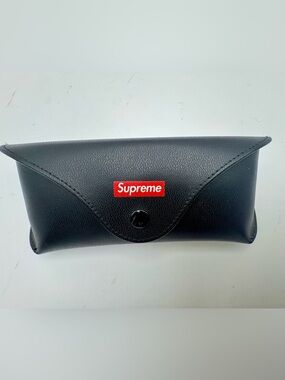 Supreme Black Sunglass Case with Red Logo Patch